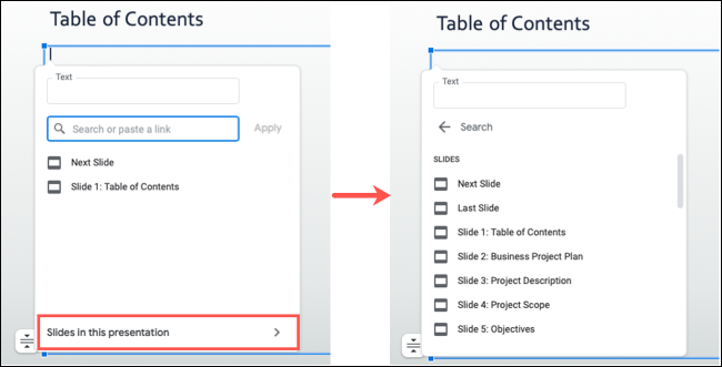 selectslidelink-googleslidestableofcontents
