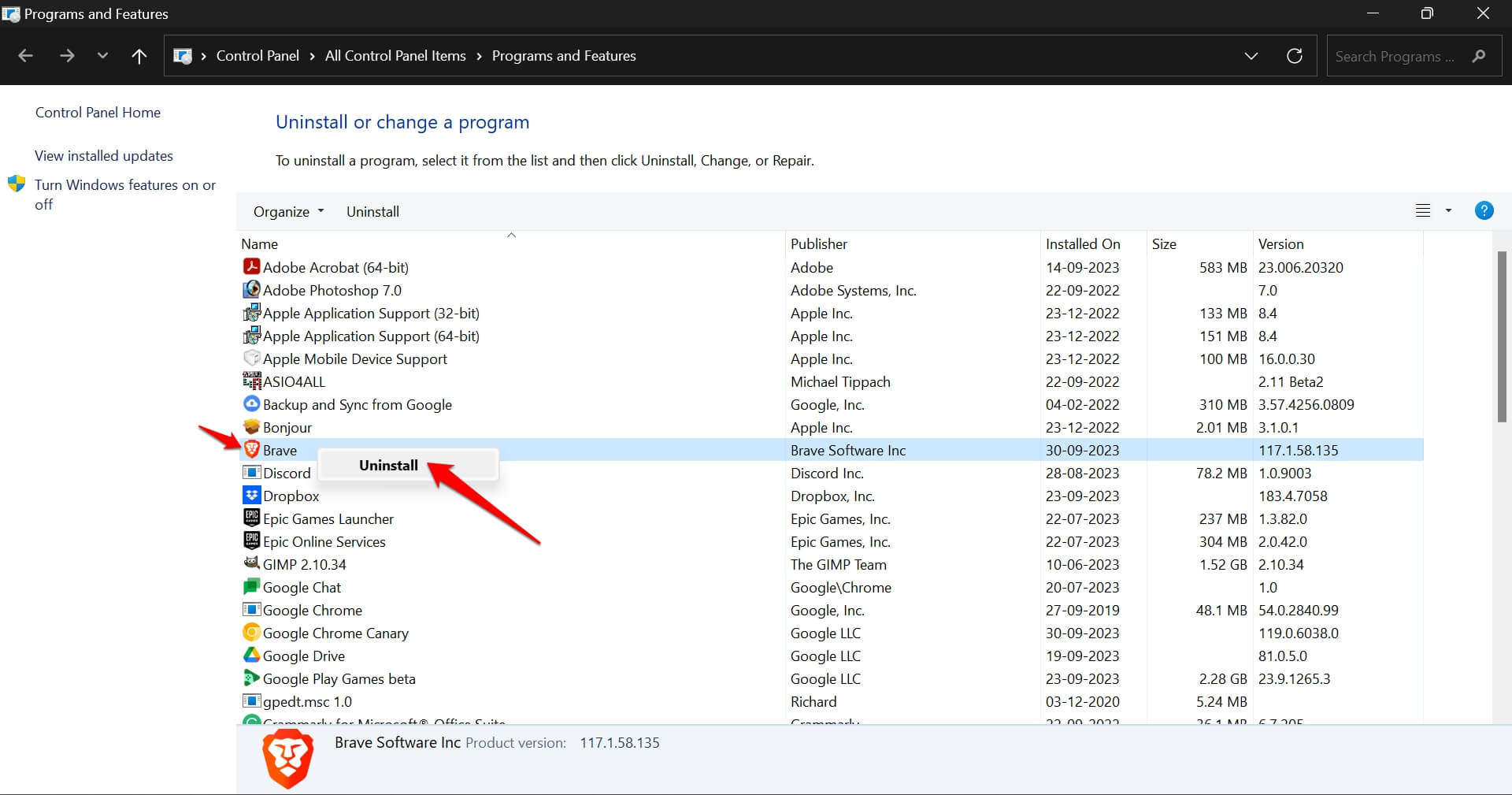 uninstall-brave-browser-from-windows-pc-using-control-panel